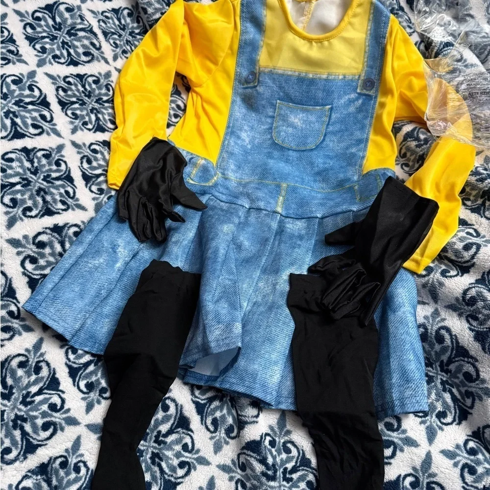 Rubie's Despicable Me Minions Girls sz M Yellow Blue Costume Dress& Goggles NEW